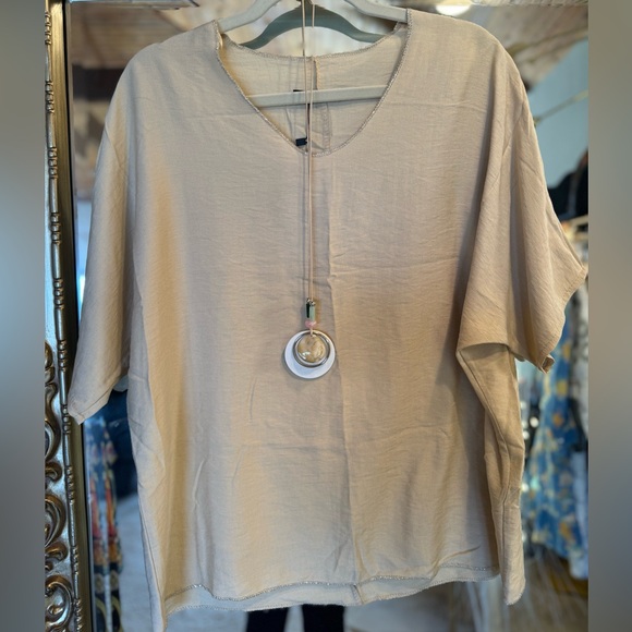 Italian Linen Silver Stitch Top, Made In Italy - Picture 4 of 12